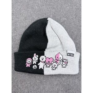 BT21 BTS Beanie Hat Black White Split Kpop Anime Knit Cap OS
